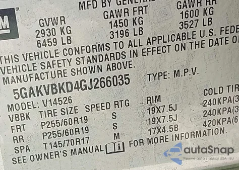 2016 Buick Enclave Leather z USA, uszkodzony, nr VIN 5GAKVBKD4GJ266035